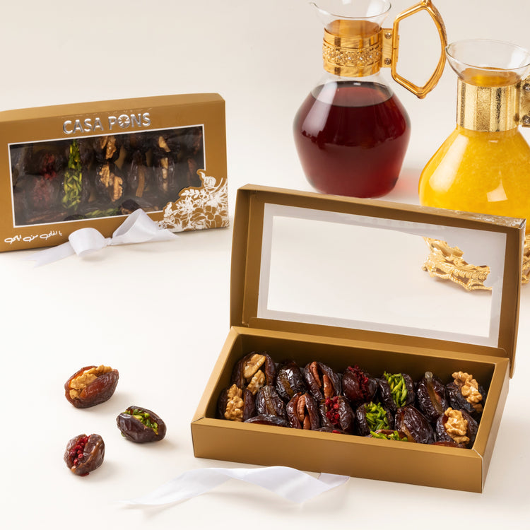 Casa Pons premium Arabic dates – Ajwa, Medjool & Khalas in luxury packaging