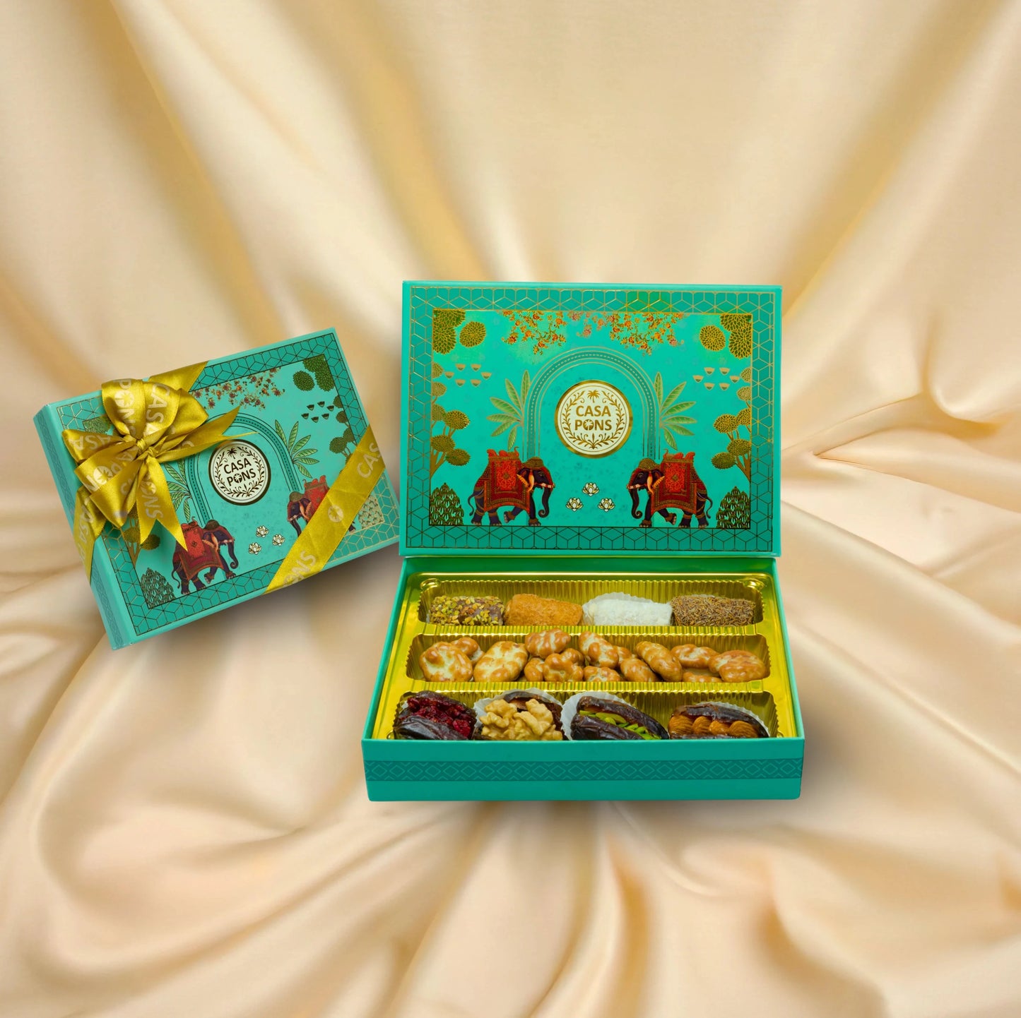 Baby Blue Turquoise Elephant | Diwali Gift Box with Sweets & Chocolates