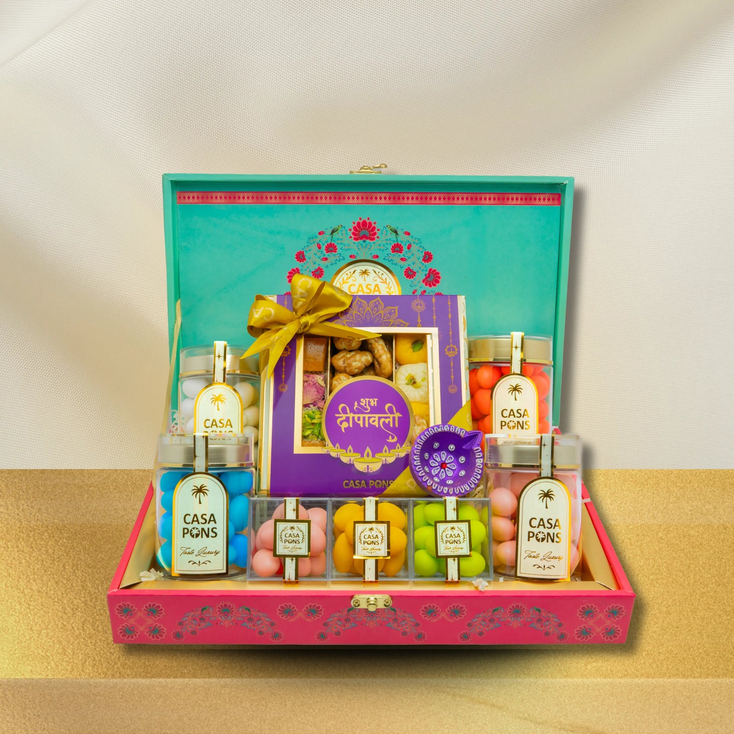 Pink Turquoise Mandela Medium Basket