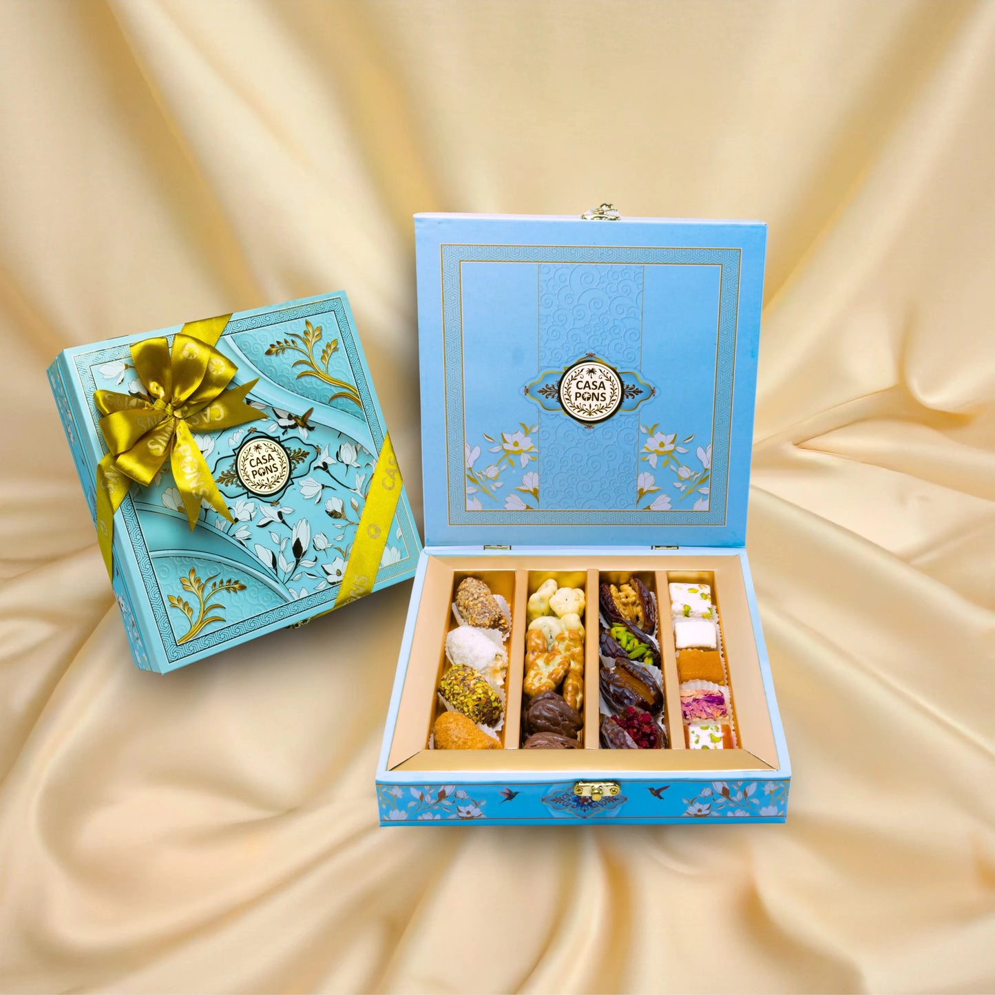 Small Blue Peacock Box | Diwali Gift Box with Sweets & Chocolates