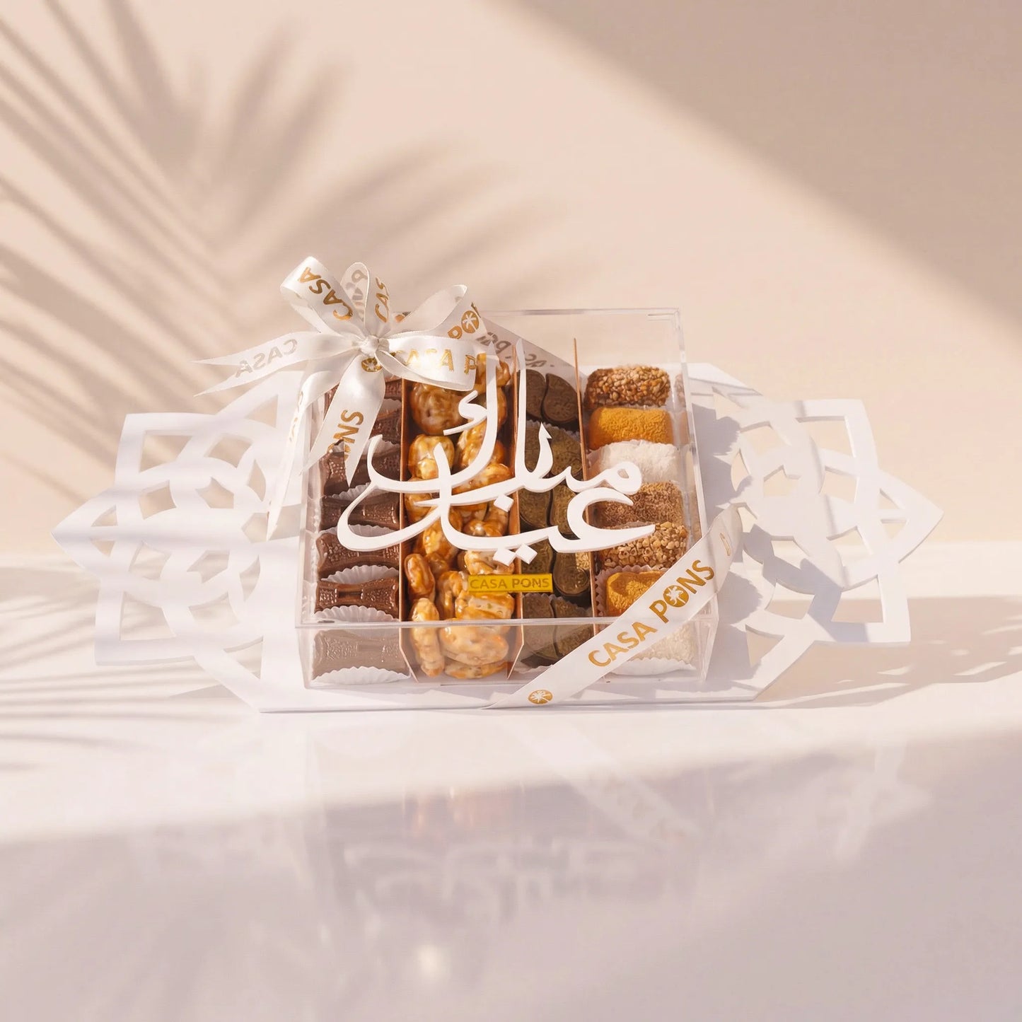 White Acrylic Eid Tray - Assorted Chocolate