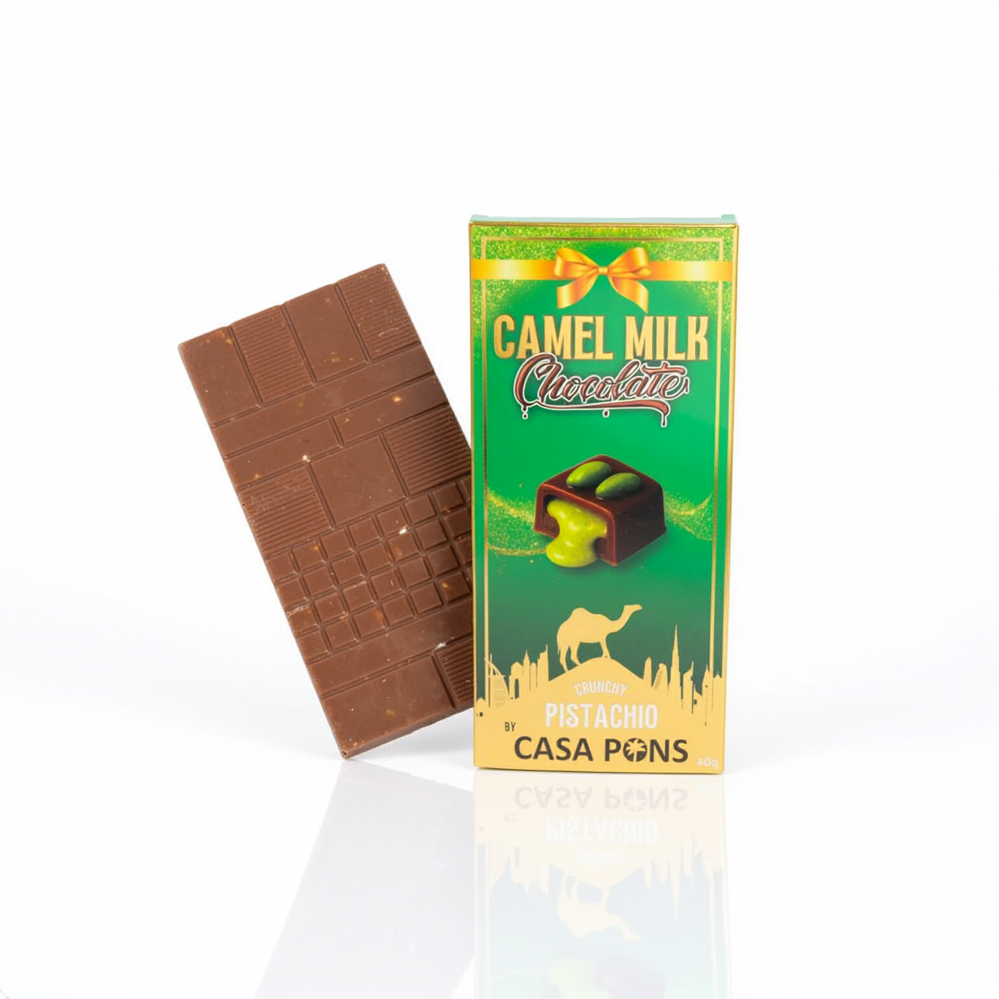 Camel Milk Chocolate Bar – Pistachio (40g)