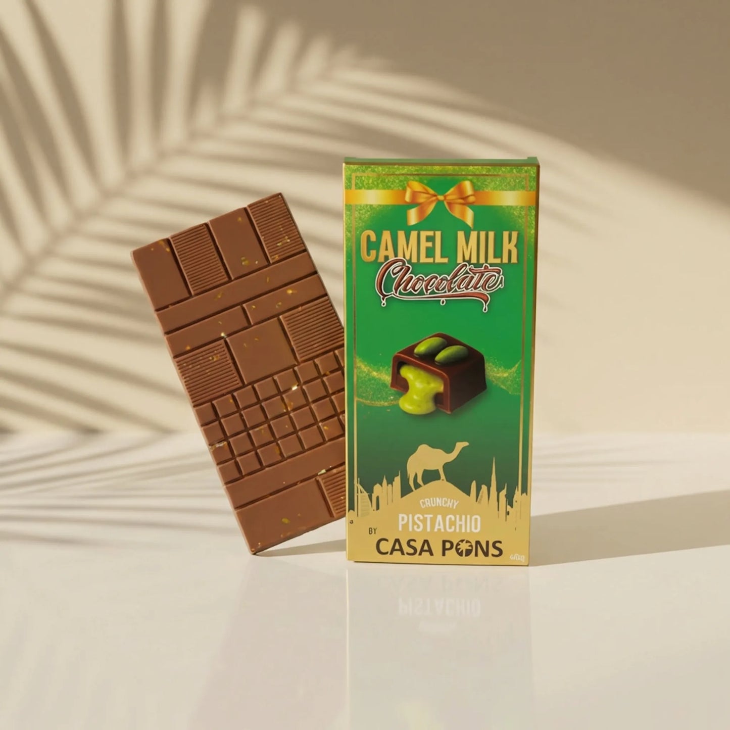 لوح شوكولاتة حليب الإبل - فستق (40 غرام)