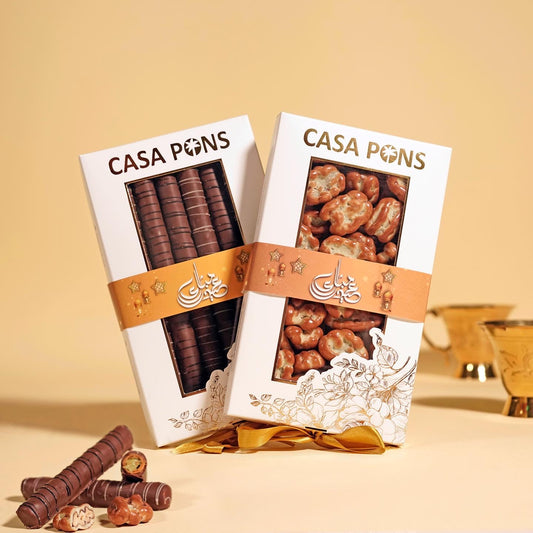 Eid Choco Combo – Casa Pons London Sticks & Caramel Chocolate Pecans, festive Eid gift offer