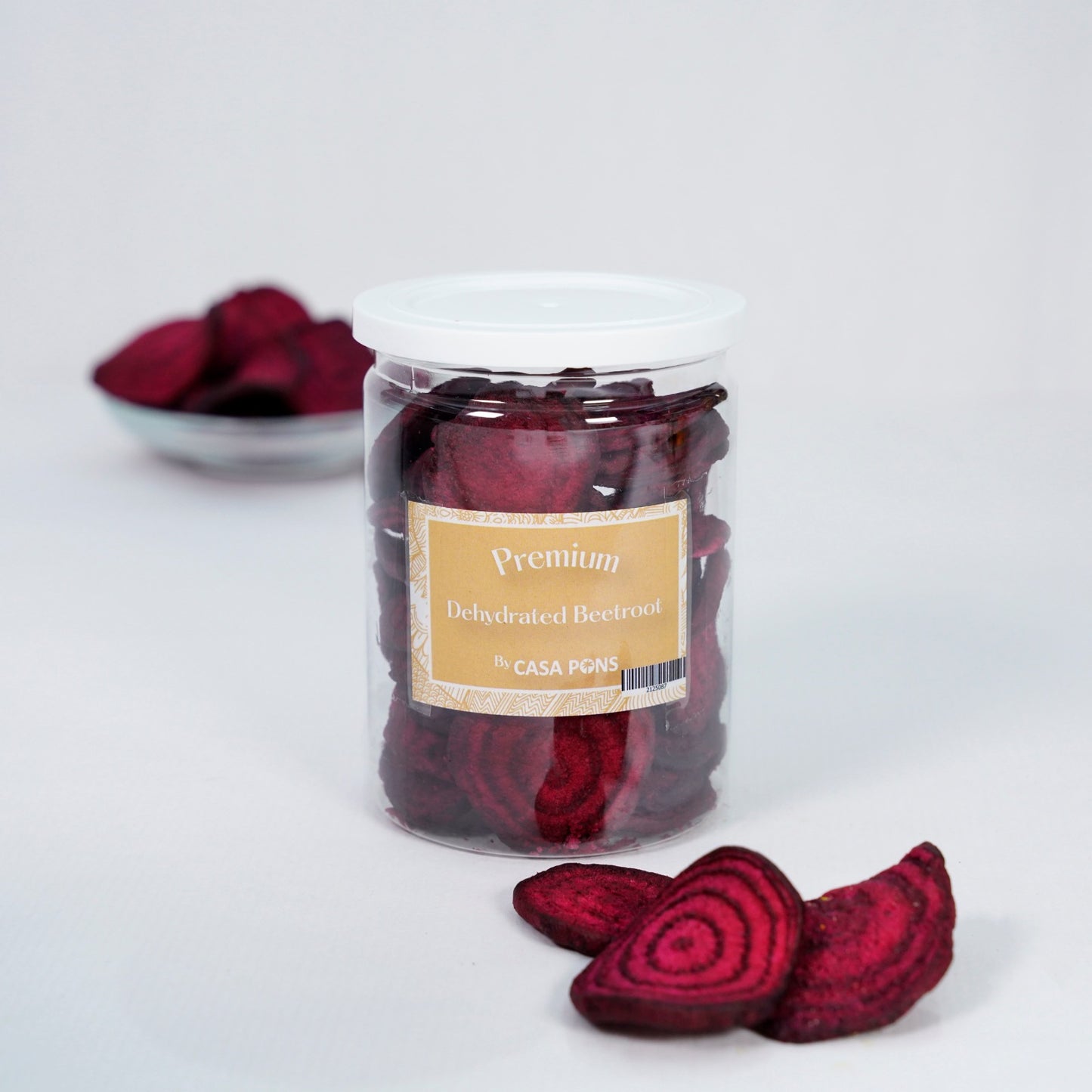 Dehydrated beetroot jar – crunchy, sweet, purple vegetable snack