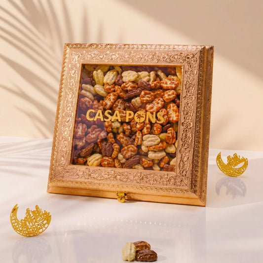 Large Gold Pecan Gift Box – Premium Caramel Pecans