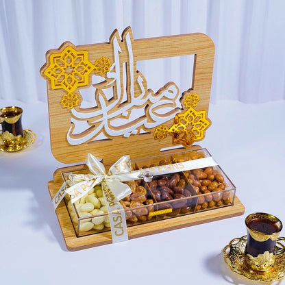 حامل زهور العيد الذهبية - تشكيلة متنوعة من الحلويات