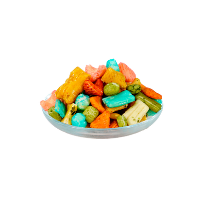 A plate of colorful Japanese confectionery and candy