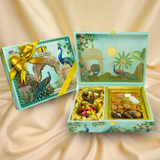 Medium Royal Peacock | Diwali Gift Box with Sweets & Chocolates