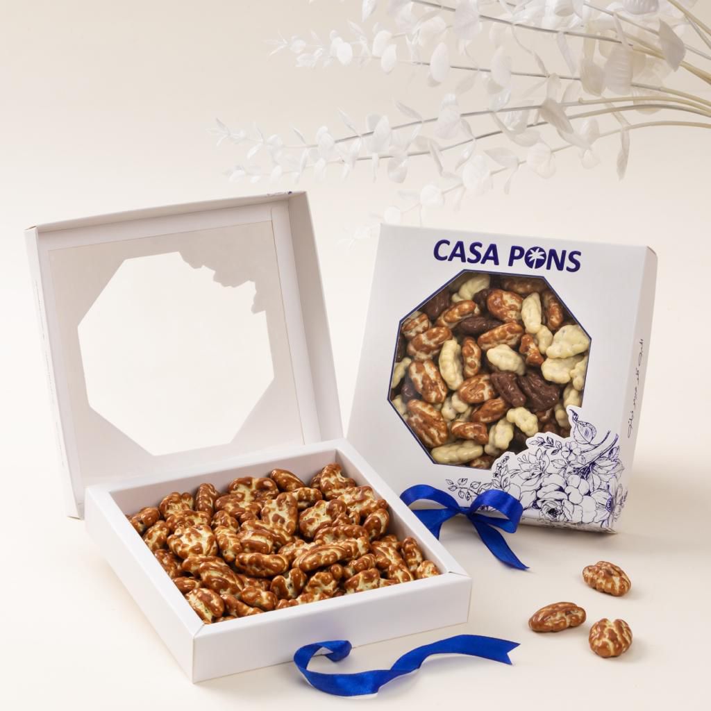 Pecan Caramel Small 400g – Casa Pons premium caramel-coated pecans in elegant small gift box