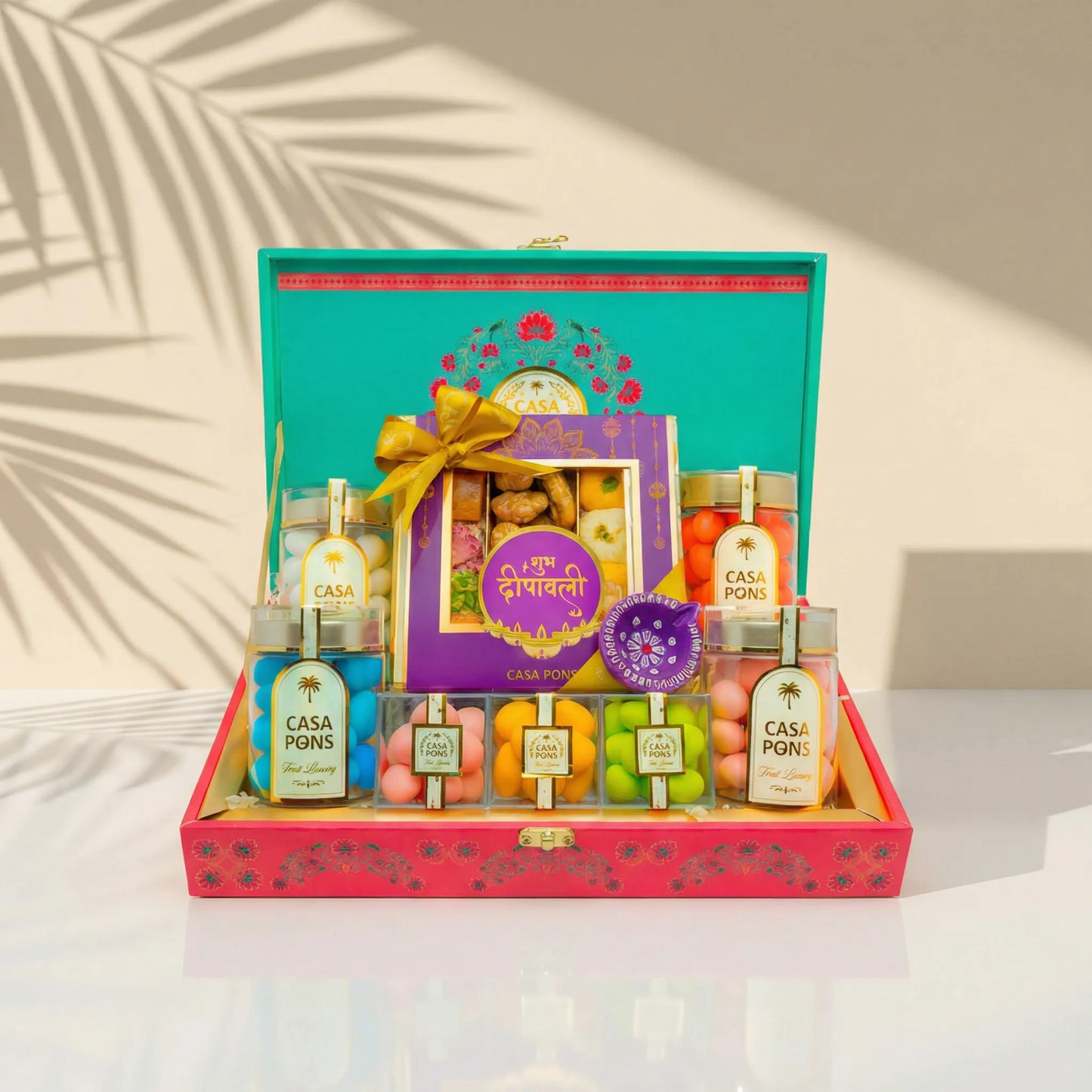 سلة مانديلا متوسطة الحجم باللون الفيروزي الوردي