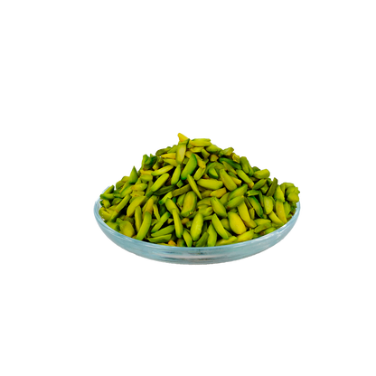 A bowl of pistachio slices.