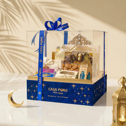 سلة رمضانية صغيرة حالمة باللون الأزرق