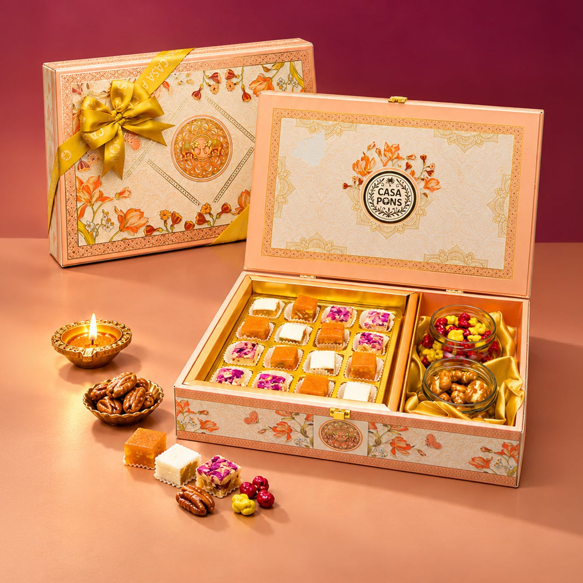Rose Gold Elephant Medium Box | Luxury Malban & Pecan Gift Set