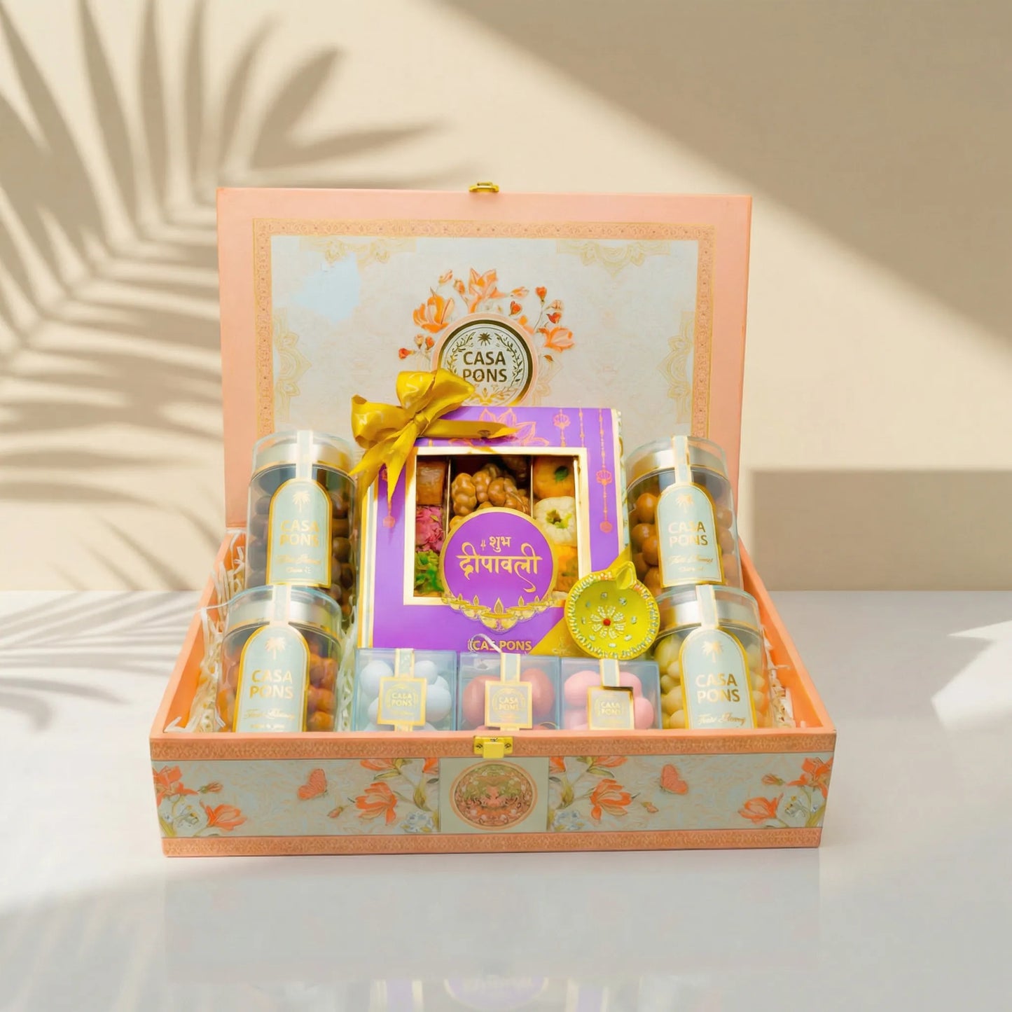 سلة متوسطة الحجم على شكل فيل باللون الذهبي الوردي