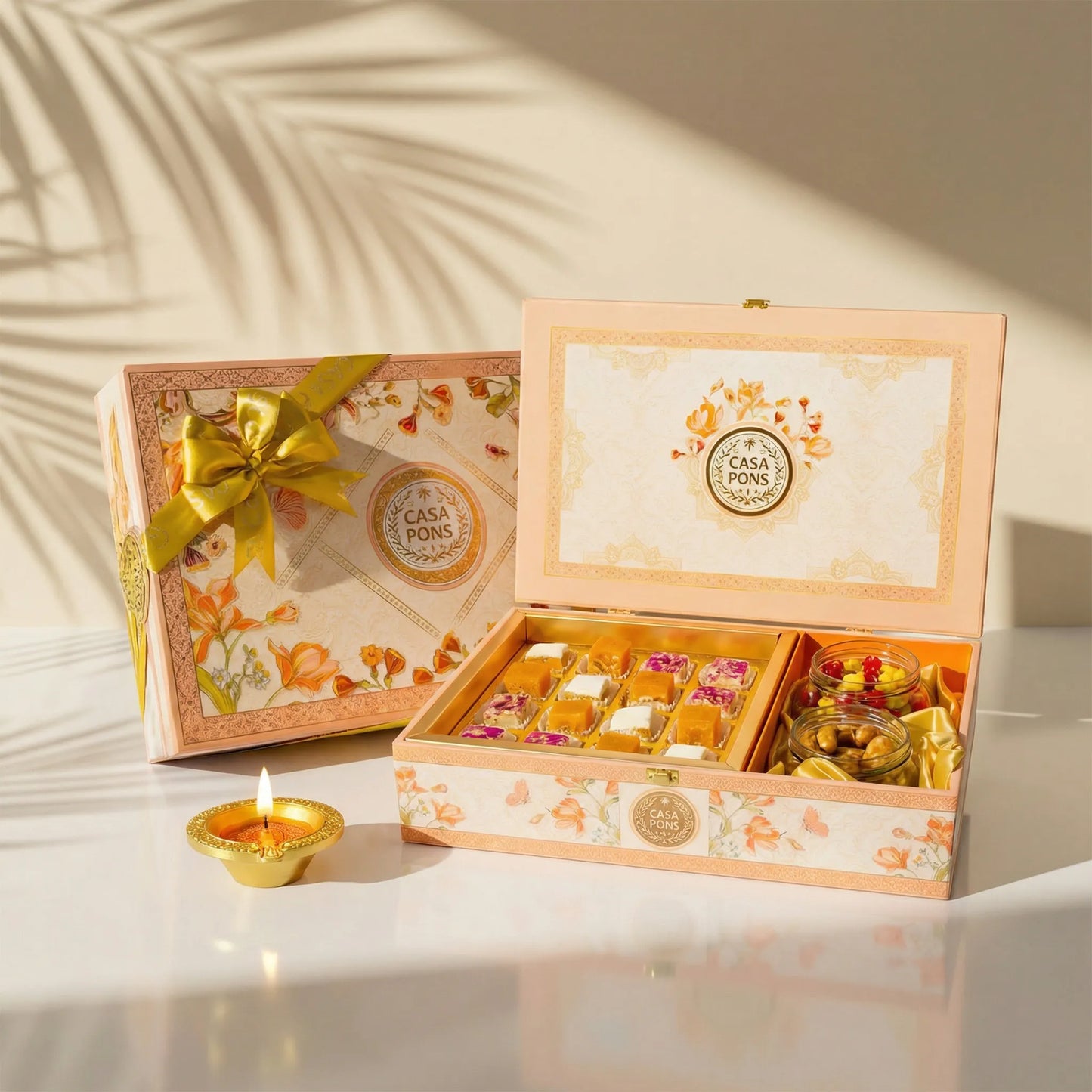 Rose Gold Elephant Medium Box | Luxury Malban & Pecan Gift Set