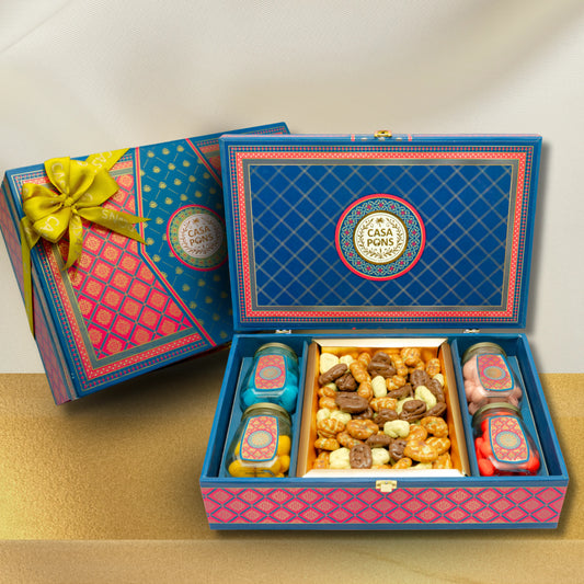 Royal Blue Pink Print Medium Box