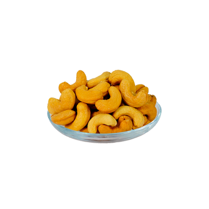 A bowl of salted jumbo cashew nuts.