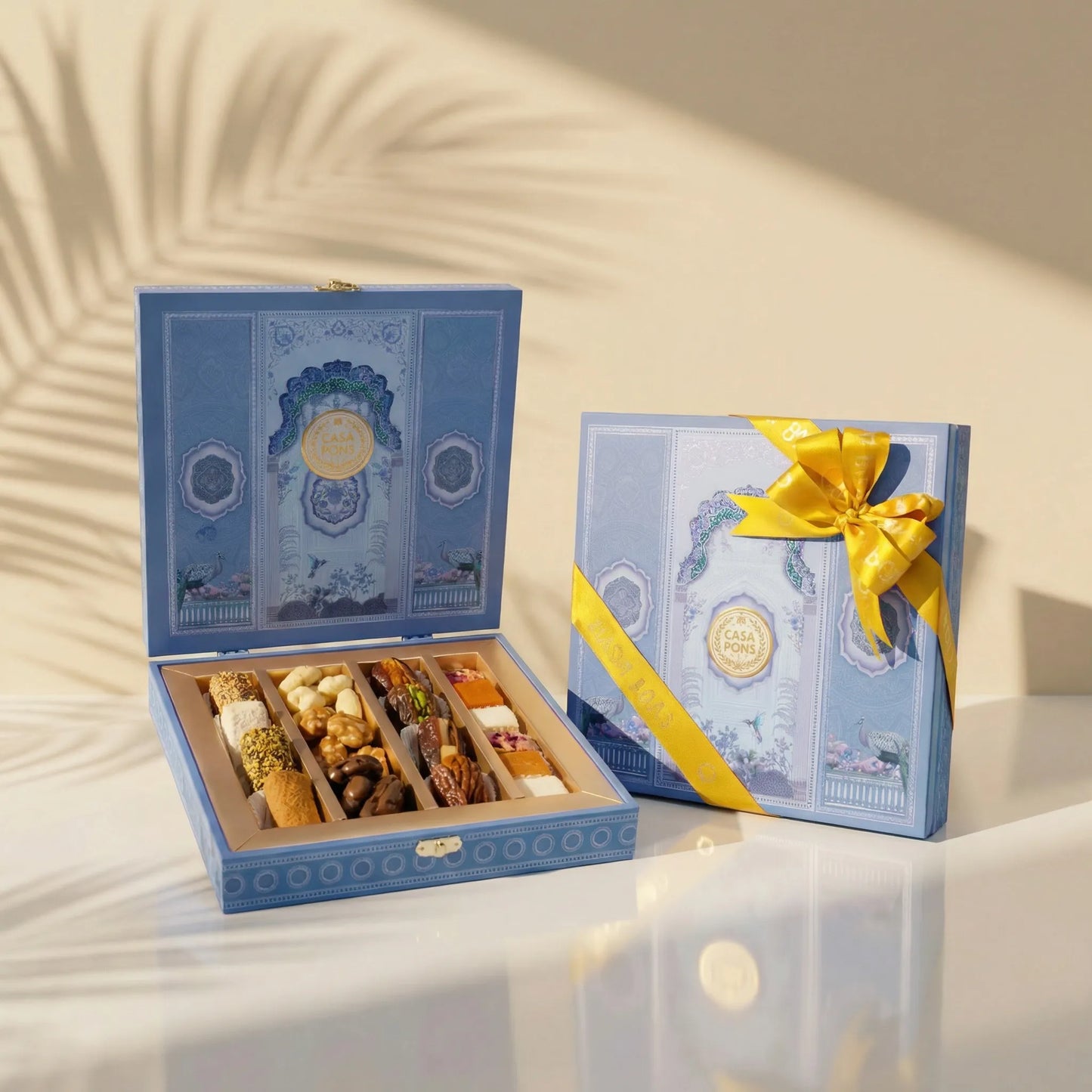 Small Blue Peacock Box | Diwali Gift Box with Sweets & Chocolates