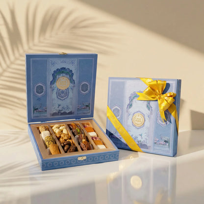 Small Blue Peacock Box | Diwali Gift Box with Sweets & Chocolates
