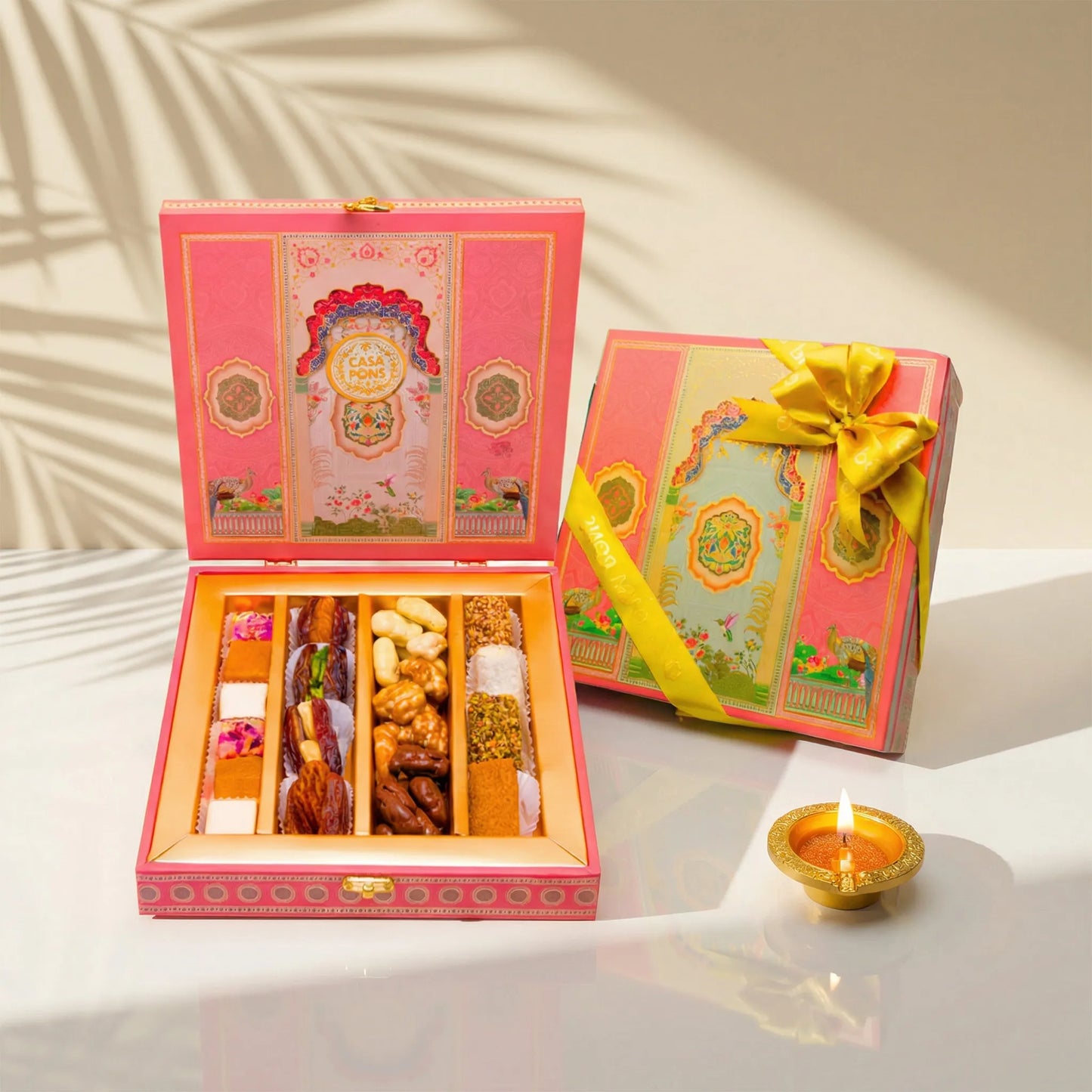 Small Pink Peacock Box | Diwali Luxury Sweets & Gift Box