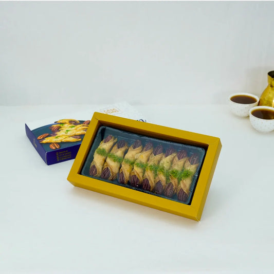 Small pecan baklava box – Arabic dessert pastry with pecans and syrup