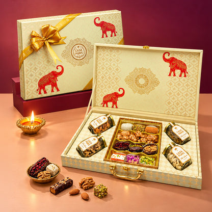 VIP Royal Red Elephant Large Box | Luxury Chocolate, Pecans, Dates & Nuts