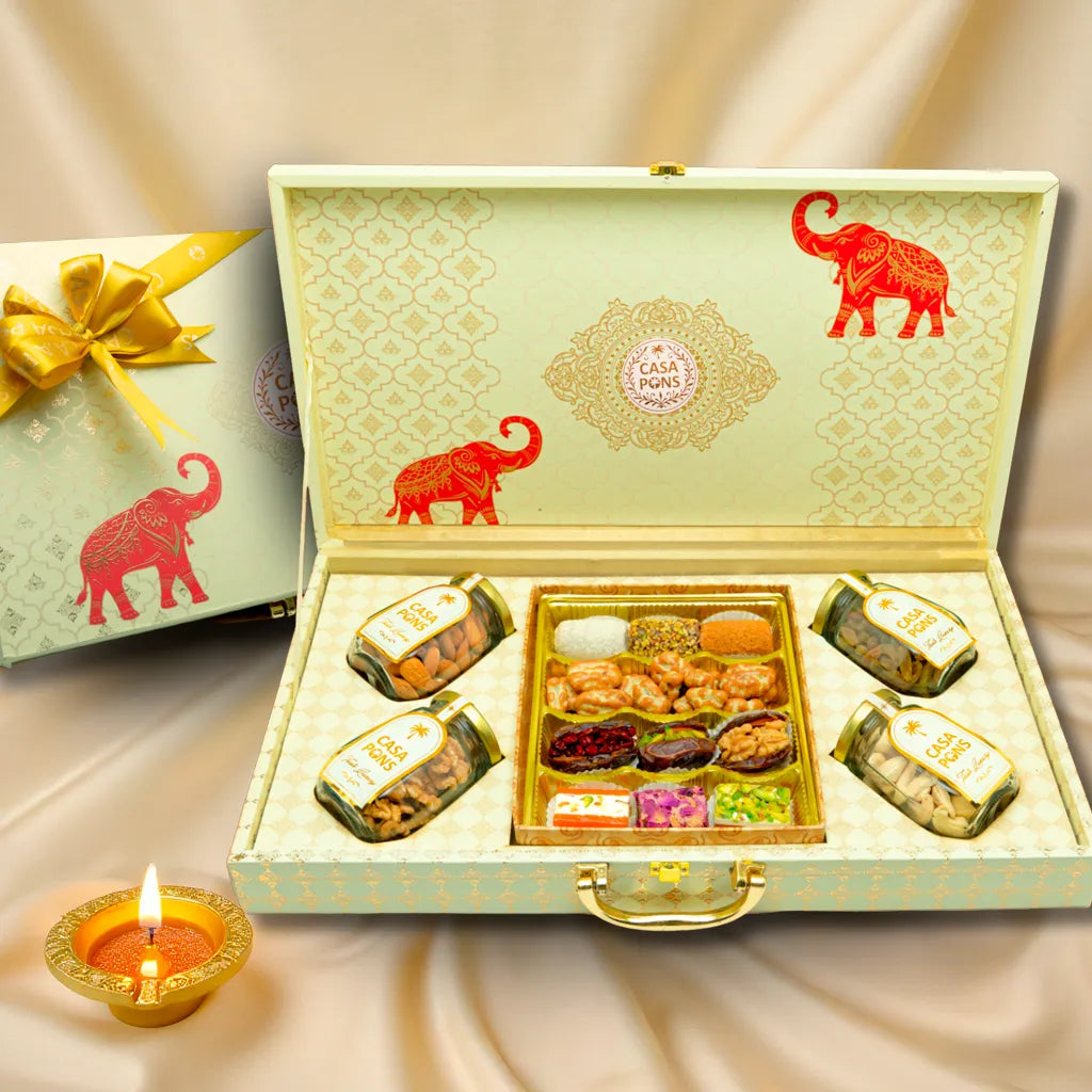 VIP Royal Red Elephant Large Box | Luxury Chocolate, Pecans, Dates & Nuts