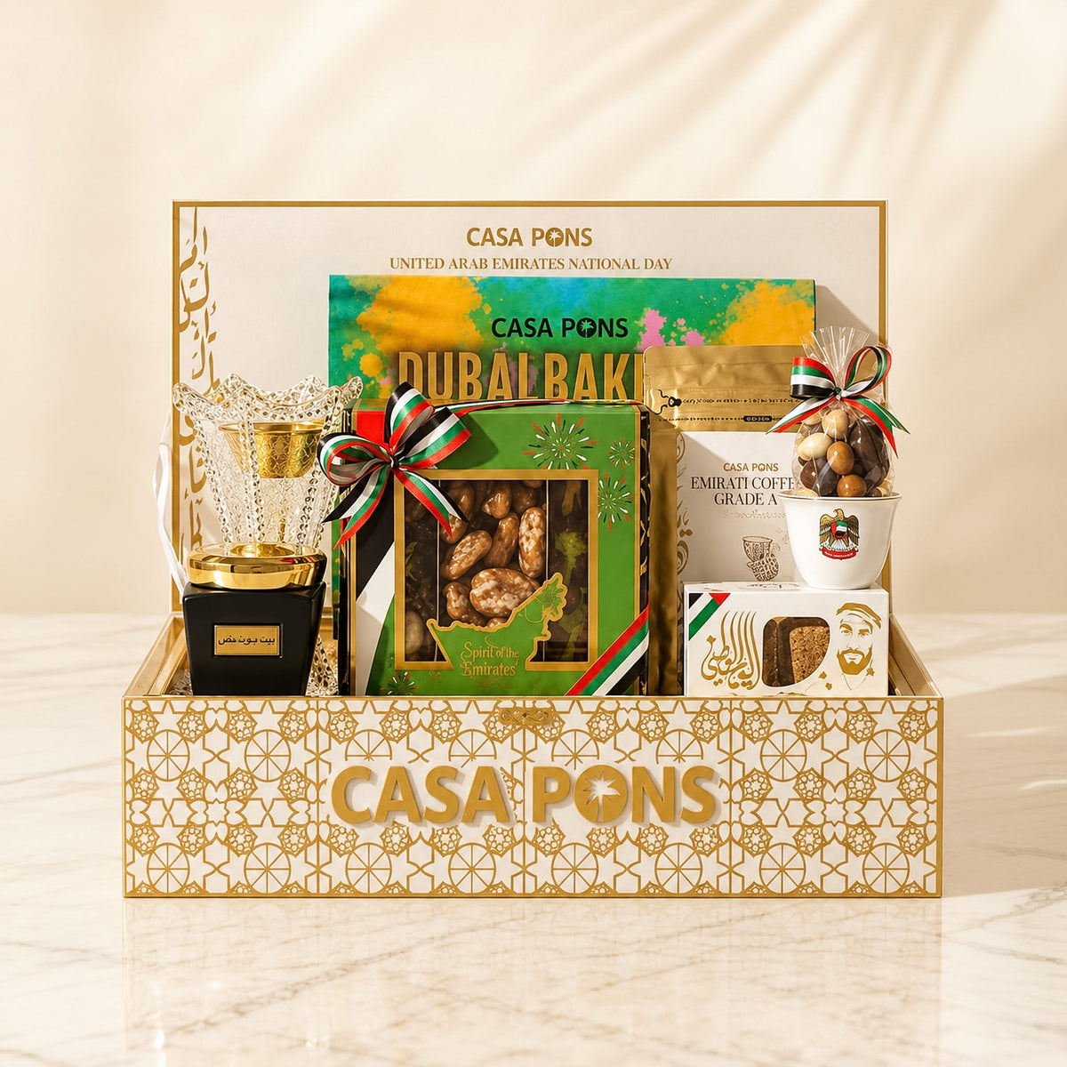 UAE National Day Oud Gift Basket – White Large Edition