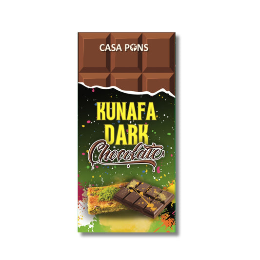 Casa Pons Kunafa Dark Chocolate packaging on a white background