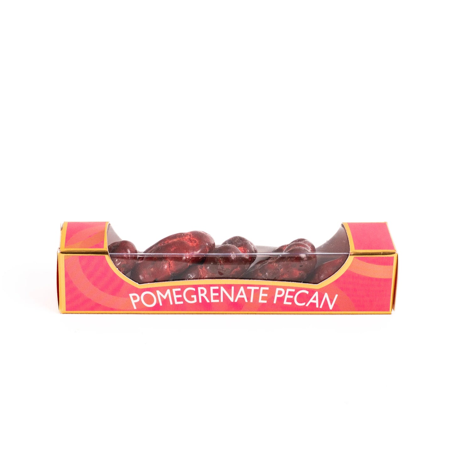 Baby Pecan Pomegranate 30 g mini box featuring pomegranate-flavored coated pecans in Casa Pons premium packaging.